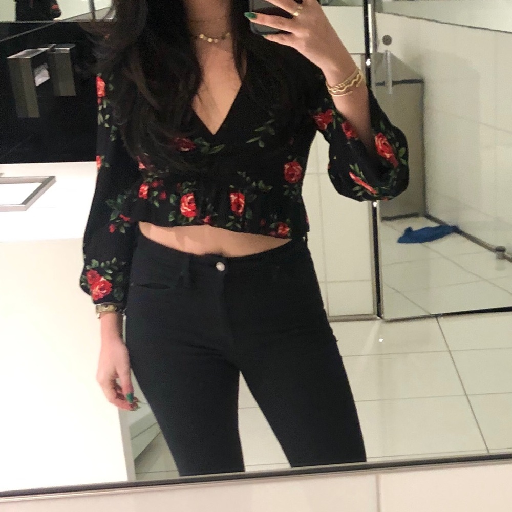 Forever 21 Rose a Wrap Crop Top
